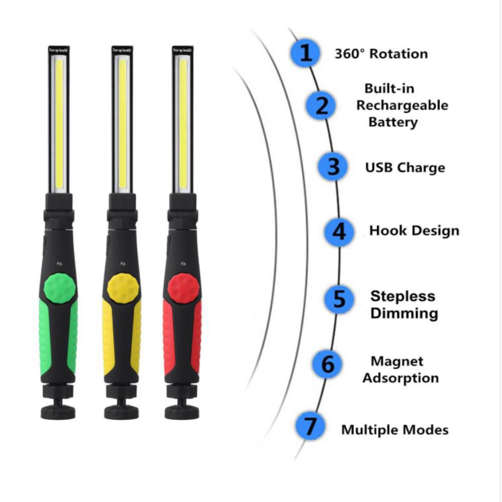 Φακός Εργασίας LED Σπαστός Επαναφορτιζόμενος με USB Κίτρινο - Sfyri.gr - Ηλεκτρονικό Πολυκατάστημα