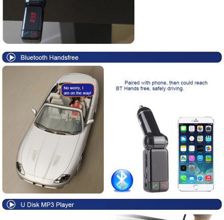 Πομπός Αναπτήρα Για Μετάδοση Μουσικής Με USB MP3/WMA Player, Bluetooth Και Φορτιστή – Andowl Q-B75