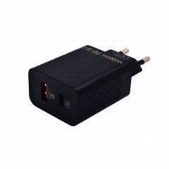 Φορτιστής Πρίζας με Θύρες USB & USB Type-C 5V 3A 22.5W/18W QC 3.0/PD Moxom MX-HC27 – Μαύρο - Sfyri.gr - Ηλεκτρονικό Πολυκατάστημα