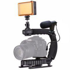 Σταθεροποιητής Κάμερας Χειρός Steadycam U-Grip Σχήματος C με Φωτισμό LED Puluz PKT3013 – Μαύρο - Sfyri.gr - Ηλεκτρονικό Πολυκατάστημα