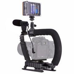 Σταθεροποιητής Κάμερας Χειρός Steadycam U-Grip Σχήματος C με Φωτισμό LED Puluz PKT3013 – Μαύρο - Sfyri.gr - Ηλεκτρονικό Πολυκατάστημα
