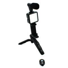 Mini Τρίποδο με Φωτισμό & Μικρόφωνο για Live με Smartphone & Κάμερα Andowl Q-ZJ09 – Μαύρο - Sfyri.gr - Ηλεκτρονικό Πολυκατάστημα