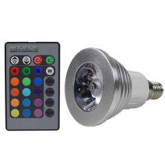 Σποτάκι LED E27 5 Watt RGB 220V με Ασύρματο Χειριστήριο 100Lumens - Sfyri.gr - Ηλεκτρονικό Πολυκατάστημα
