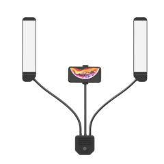 Επαγγελματικό Διπλό Φωτιστικό LED USB 35W Λευκού Φωτισμού με Βάση Κινητού OEM RK39 – Μαύρο - Sfyri.gr - Ηλεκτρονικό Πολυκατάστημα