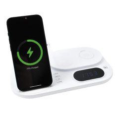 Βάση Ασύρματης Φόρτισης & Ρολόι 4 σε 1 για iPhone, Airpods, Watch & USB Andowl A06 – Λευκό - Sfyri.gr - Ηλεκτρονικό Πολυκατάστημα