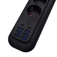 Πολύμπριζο Ασφαλείας με 4 Σούκο & 8 USB Θύρες 3.4Α 17W Moxom MX-ST05 – Μαύρο - Sfyri.gr - Ηλεκτρονικό Πολυκατάστημα