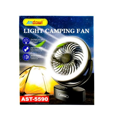 Φορητό/Κρεμαστό Φωτιστικό LED-Ανεμιστήρας 6W Andowl AST-5590 – Μαύρο - Sfyri.gr - Ηλεκτρονικό Πολυκατάστημα