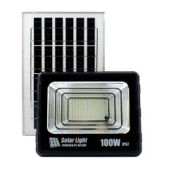 Ηλιακός Προβολέας LED 100W IP67 με Τηλεχειρισμό & Χρονοδιακόπτη GDSUPER GD-100H – Μαύρο - Sfyri.gr - Ηλεκτρονικό Πολυκατάστημα