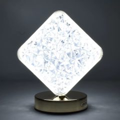 Επιτραπέζιο Διακοσμητικό Φωτιστικό LED 20.5 cm “Κρυστάλλινο Τετράγωνο” Αφής 3πλου Λευκού Φωτισμού Andowl Q-D004Y – Χρυσό - Sfyri.gr - Ηλεκτρονικό Πολυκατάστημα