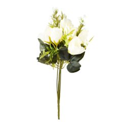 Τεχνητό Φυτό Τριαντάφυλλα με Λευκά Άνθη 30cm OEM 76007 – Πράσινο - Sfyri.gr - Ηλεκτρονικό Πολυκατάστημα