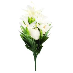 Τεχνητό Φυτό Μπουκέτο Λουλούδια Mix με Λευκά Άνθη 45cm OEM 10928 – Πράσινο - Sfyri.gr - Ηλεκτρονικό Πολυκατάστημα