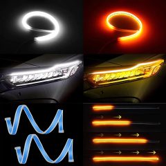 Universal DRL LED Strip Λευκά Φώτα Ημέρας & Πορτοκαλί Δυναμικά/βηματικά Φλας για Φανάρια Αυτοκινήτων 30cm Foyu FO-8-03 - Sfyri.gr - Ηλεκτρονικό Πολυκατάστημα