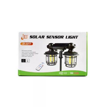 Διπλό Ηλιακό Φωτιστικό Φαναράκι LED COB Λευκού Φωτισμού JD JD-2217 – Μαύρο - Sfyri.gr - Ηλεκτρονικό Πολυκατάστημα