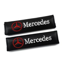 Σετ Mαξιλαράκια Ζώνης “Mercedes” 2τμχ OEM – Μαύρο Carbon - Sfyri.gr - Ηλεκτρονικό Πολυκατάστημα