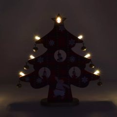Mini Ξύλινο Στολίδι Χριστουγεννιάτικο Δέντρο με Αστέρι & Λαμπάκια 22cm OEM XYB2592-15 – Κόκκινο - Sfyri.gr - Ηλεκτρονικό Πολυκατάστημα