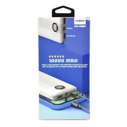 Power Bank 10000mAh USB-A, Micro USB, Type-C SCP/PD Moxom MX-PB94 – Λευκό - Sfyri.gr - Ηλεκτρονικό Πολυκατάστημα