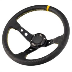 Αγωνιστικό Τιμόνι με Επένδυση Carbon και Κίτρινη Ραφή – RACE82 LY - Sfyri.gr - Ηλεκτρονικό Πολυκατάστημα